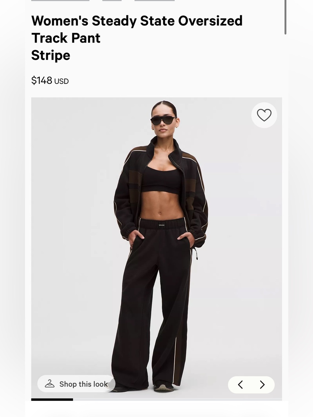 Lululemon steady state oversized track pant stripe